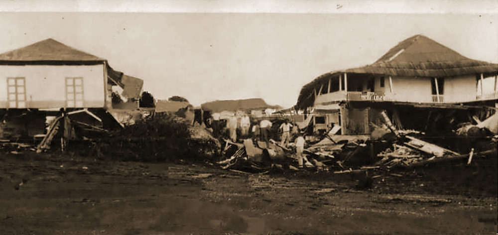Daños en Cuyutlán, ocasionados por el tsunami registrado en 1932 